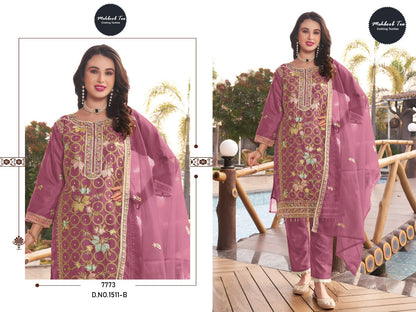 1511Abcd Mehboob Tex Organza Pakistani Salwar Suits Wholesale Rate