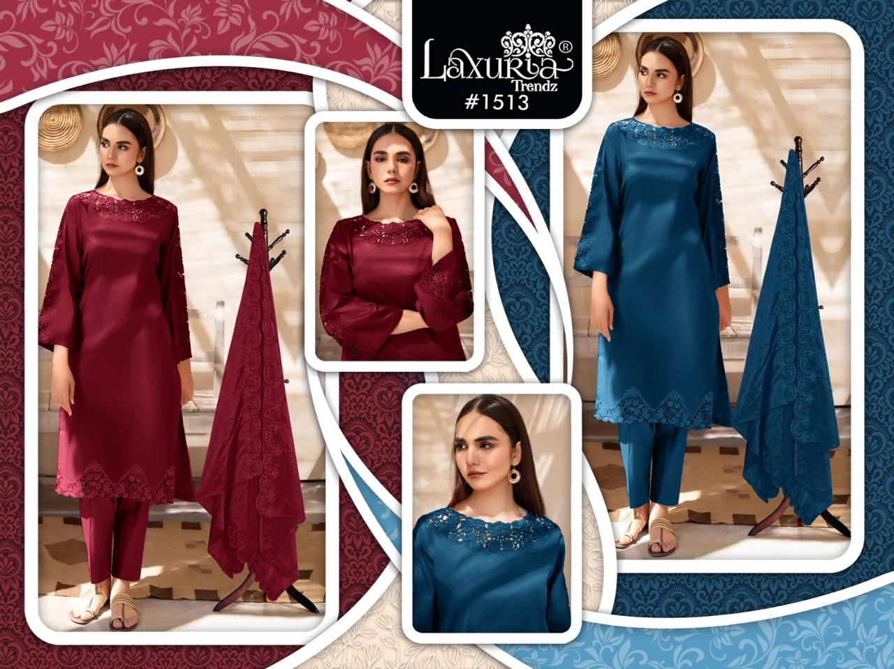 1513 Laxuria Trendz Silk Pakistani Readymade Suits Exporter Gujarat