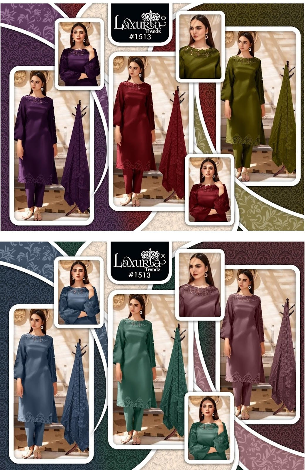 1513 New Colour Laxuria Trendz Silk Pakistani Readymade Suits Exporter India