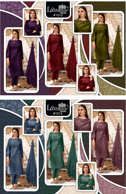 1513 New Colour Laxuria Trendz Silk Pakistani Readymade Suits Exporter India