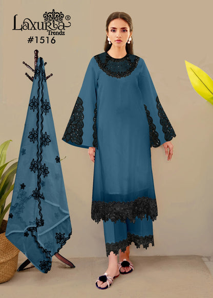 1516 Laxuria Trendz Georgette Pakistani Readymade Suits Exporter