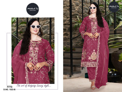 1523Abcd Mehboob Tex Organza Pakistani Salwar Suits Wholesale Price