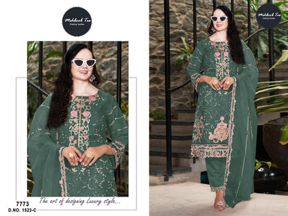 1523Abcd Mehboob Tex Organza Pakistani Salwar Suits Wholesale Price