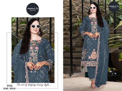 1523Abcd Mehboob Tex Organza Pakistani Salwar Suits Wholesale Price