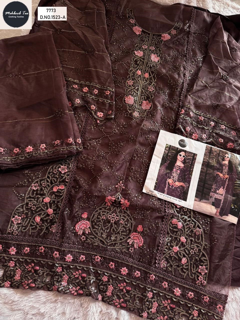 1523Abcd Mehboob Tex Organza Pakistani Salwar Suits Wholesale Price