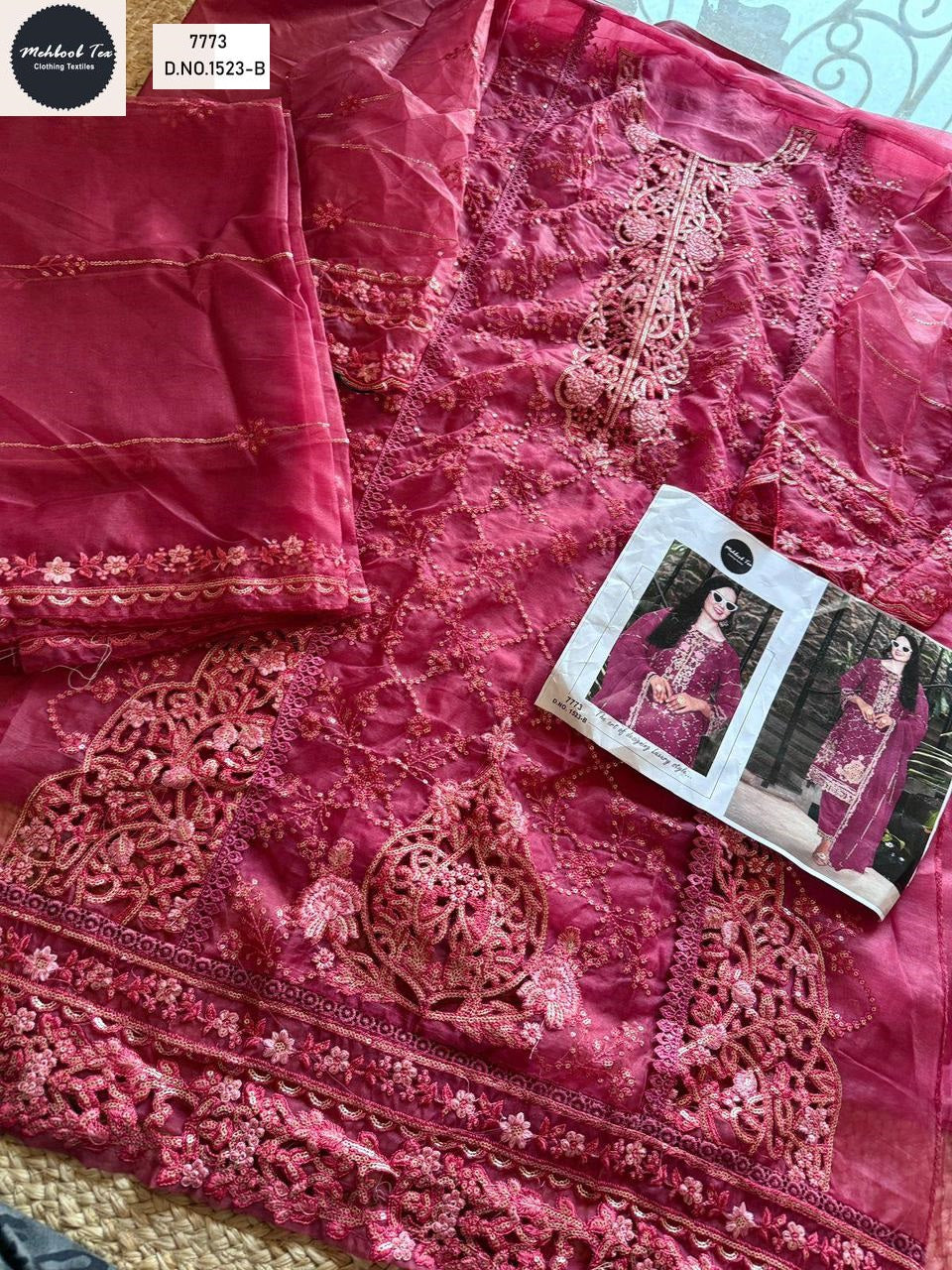 1523Abcd Mehboob Tex Organza Pakistani Salwar Suits Wholesale Price