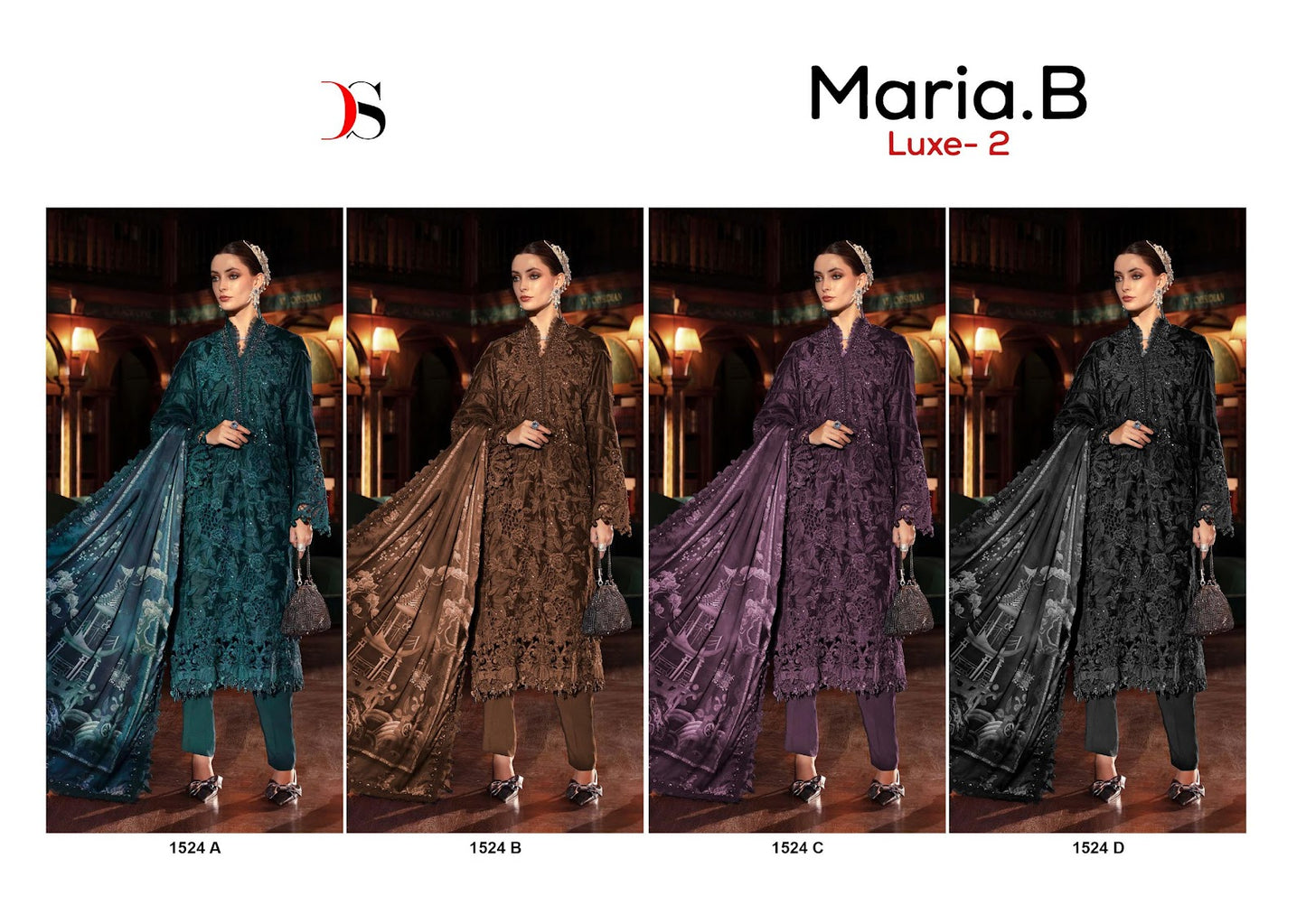 1524 Maria B Luxe 2 Deepsy Viscose Rayon Pakistani Patch Work Suits Manufacturer Gujarat