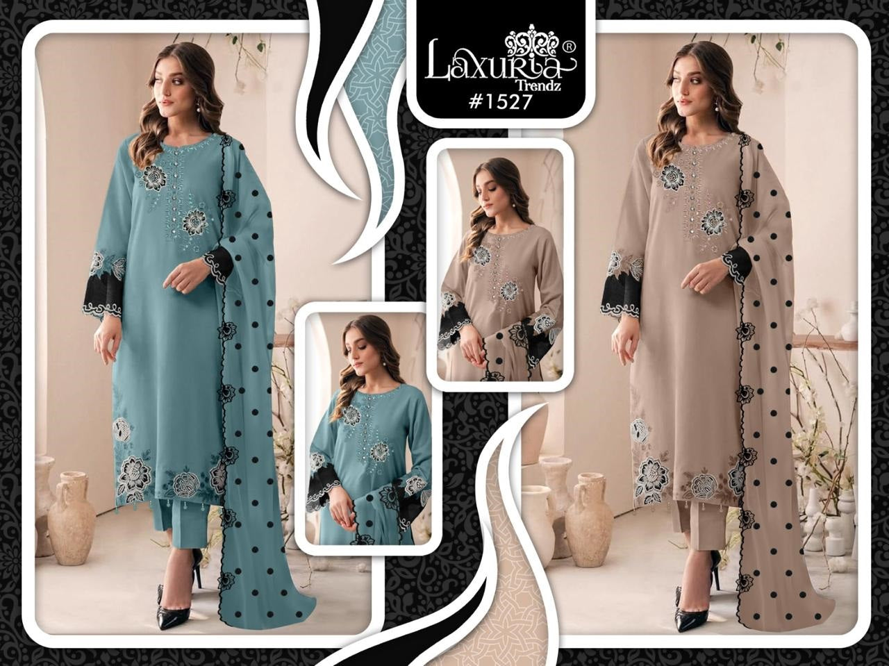 1527 Laxuria Trendz Georgette Pakistani Readymade Suits Supplier