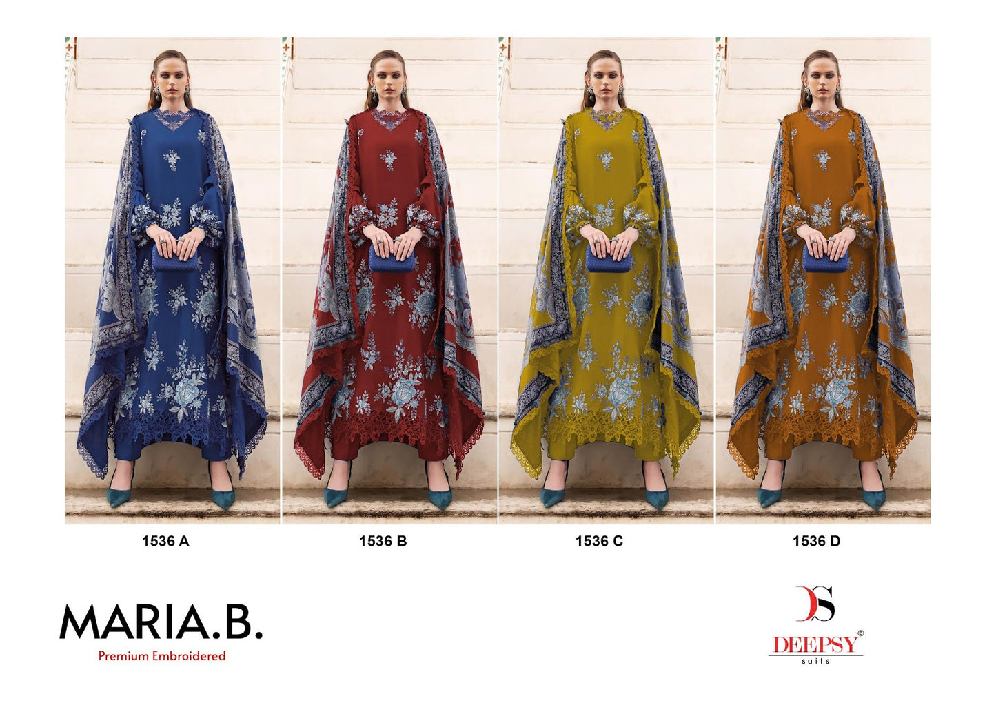 1536 Maria B Embroidered Deepsy Viscose Reyon Pakistani Salwar Suits Wholesaler India