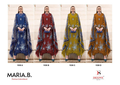 1536 Maria B Embroidered Deepsy Viscose Reyon Pakistani Salwar Suits Wholesaler India