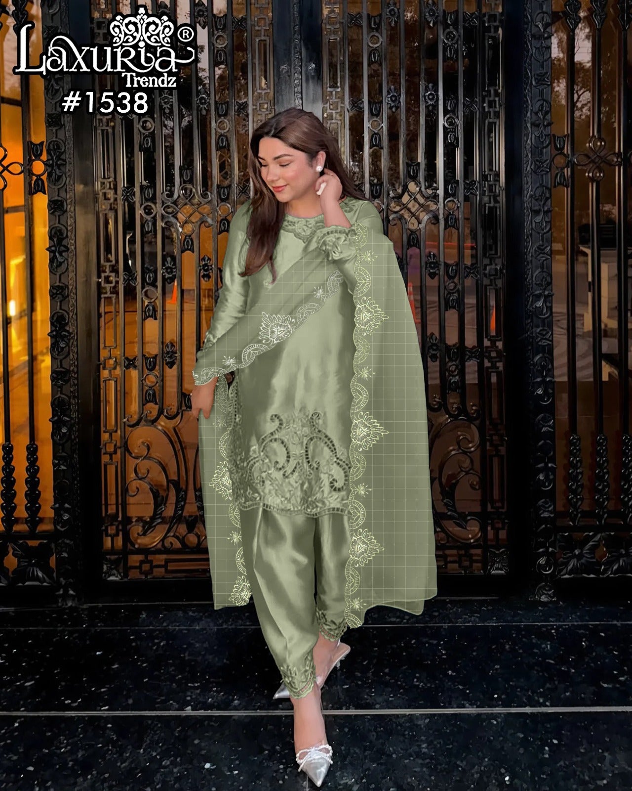 1538 Laxuria Trendz Satin Pakistani Readymade Suits Wholesaler