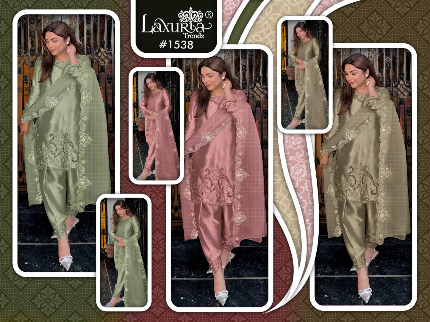 1538 Laxuria Trendz Satin Pakistani Readymade Suits Wholesaler