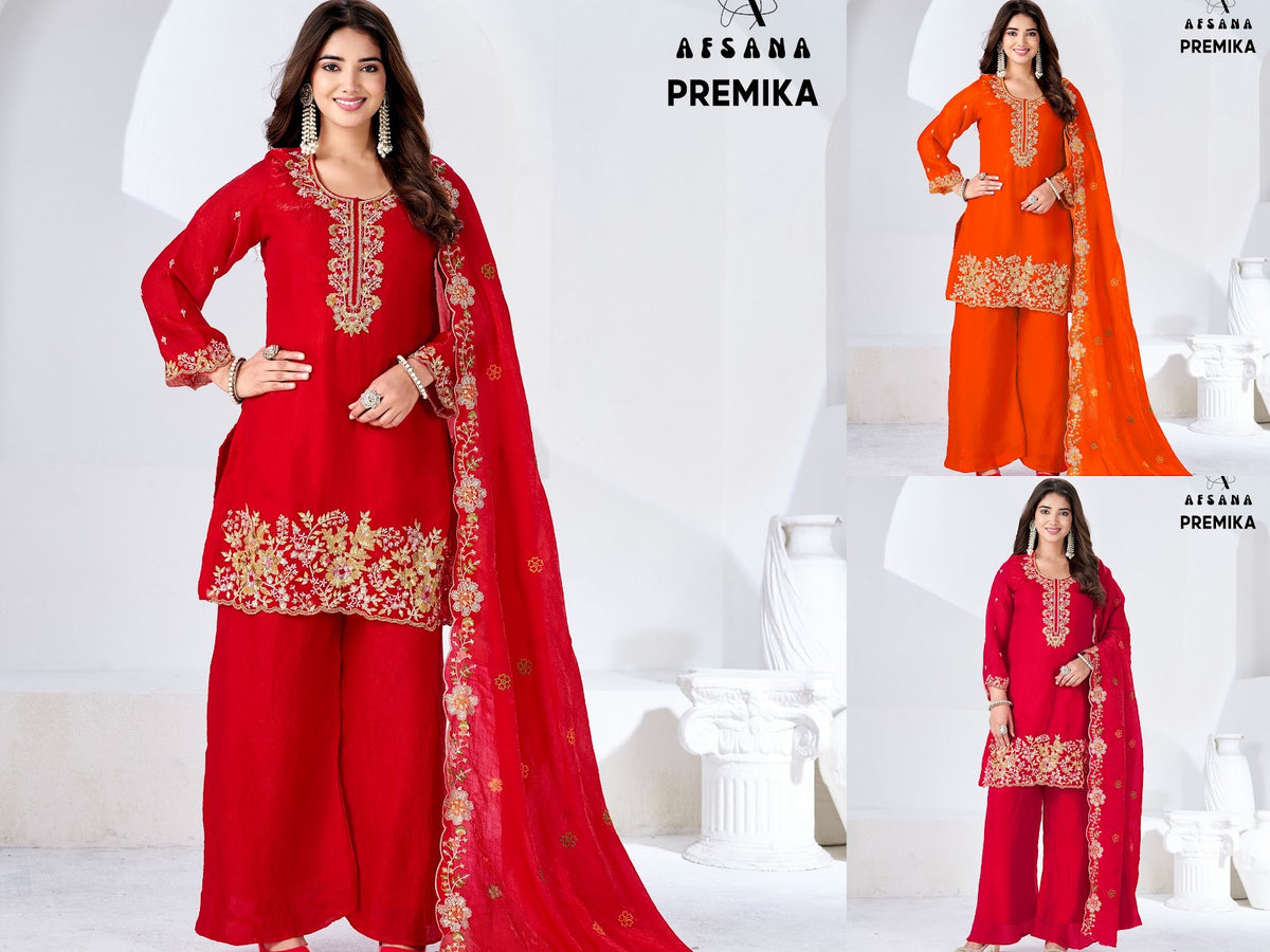 Premika Afsana Crush Readymade Plazzo Style Suits Manufacturer