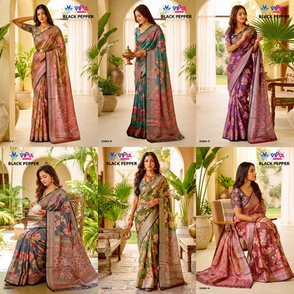 Black Pepper 35865 Vipul Brasso Sarees Manufacturer Gujarat