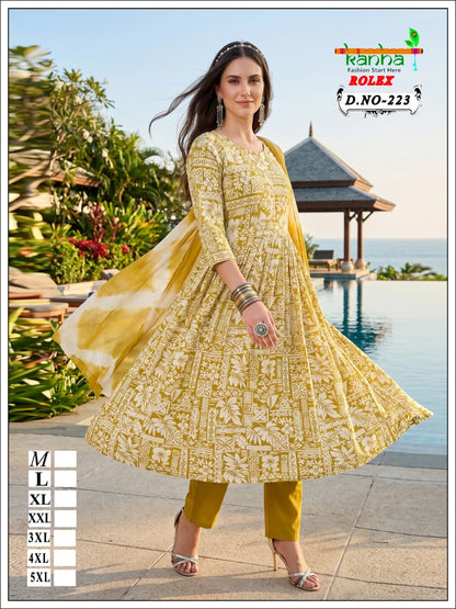 160626 Rolex Kanha Reyon Readymade Anarkali Suits Manufacturer India
