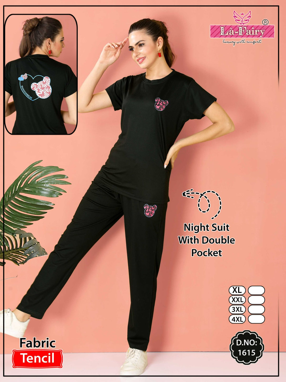 1615 La Fairy Tencil Pyjama Night Suits Wholesaler Ahmedabad