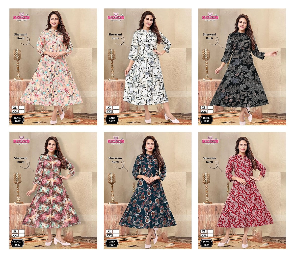 1637 La Fairy Reyon Anarkali Kurtis Manufacturer India
