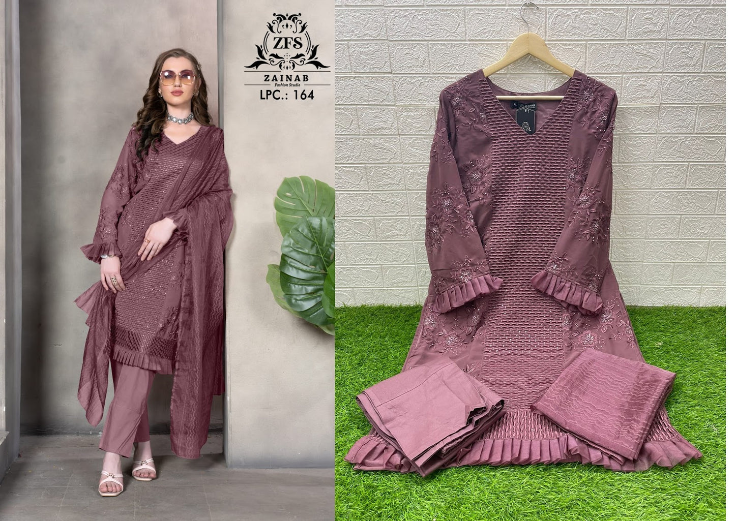 164 Zainab Fashion Studio Georgette Pakistani Readymade Suits Manufacturer Ahmedabad