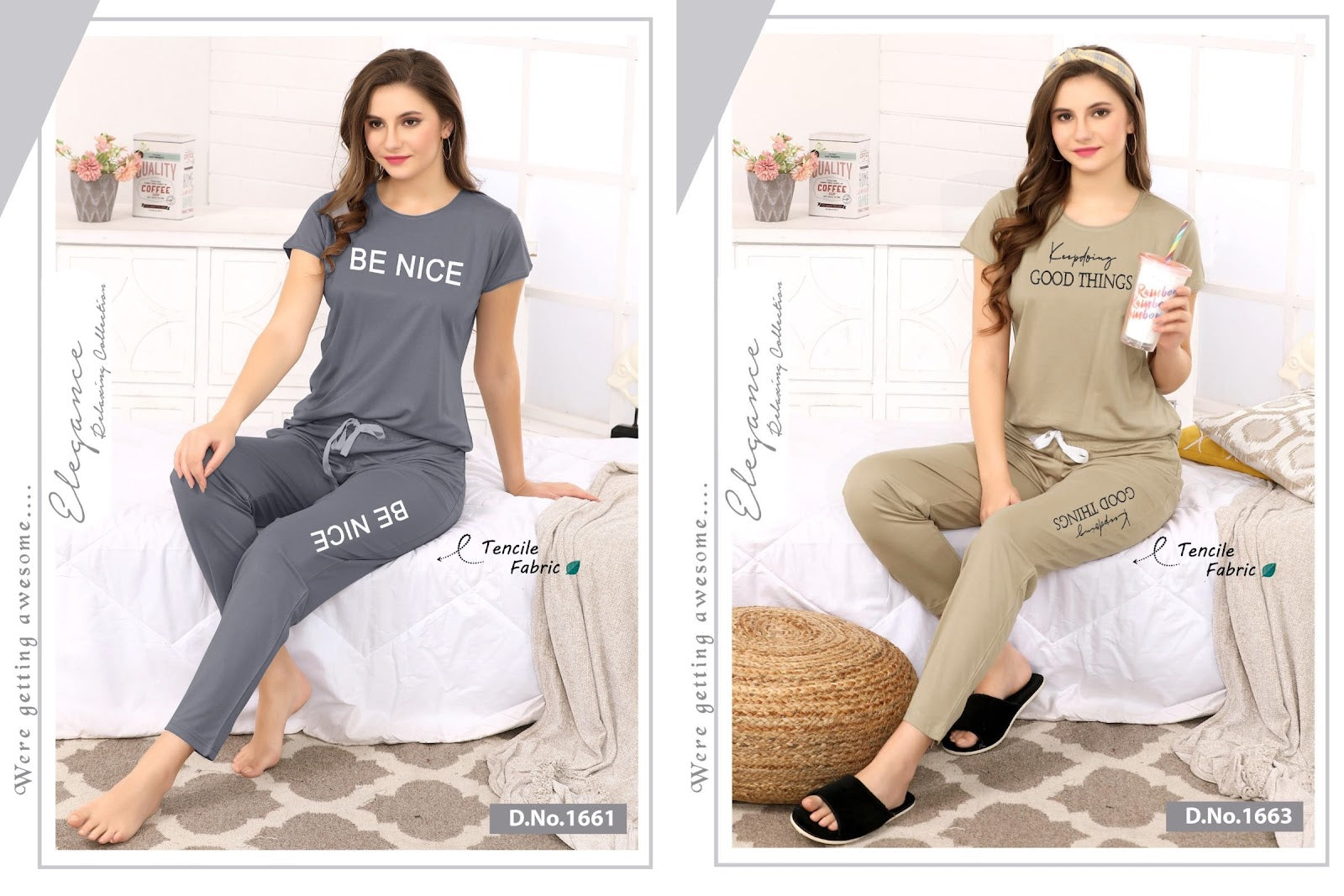 1661-1663 Ks Tencil Pyjama Night Suits Manufacturer