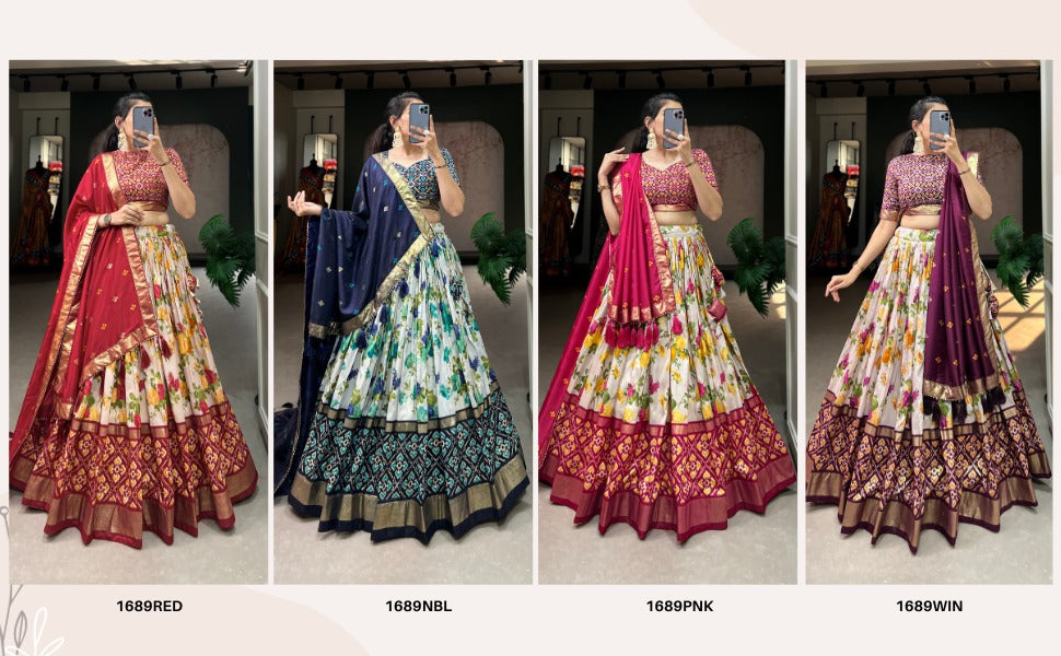 1689 Aawiya Tussar Silk Lehenga Choli Supplier