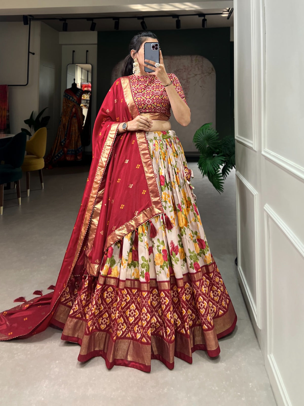 1689 Aawiya Tussar Silk Lehenga Choli Supplier