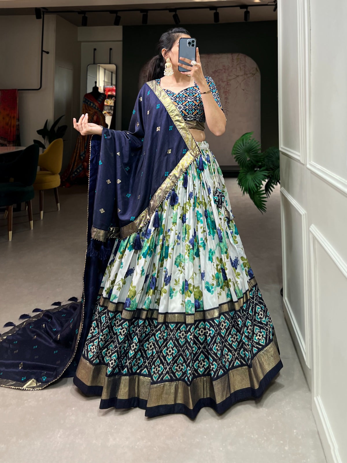 1689 Aawiya Tussar Silk Lehenga Choli Supplier