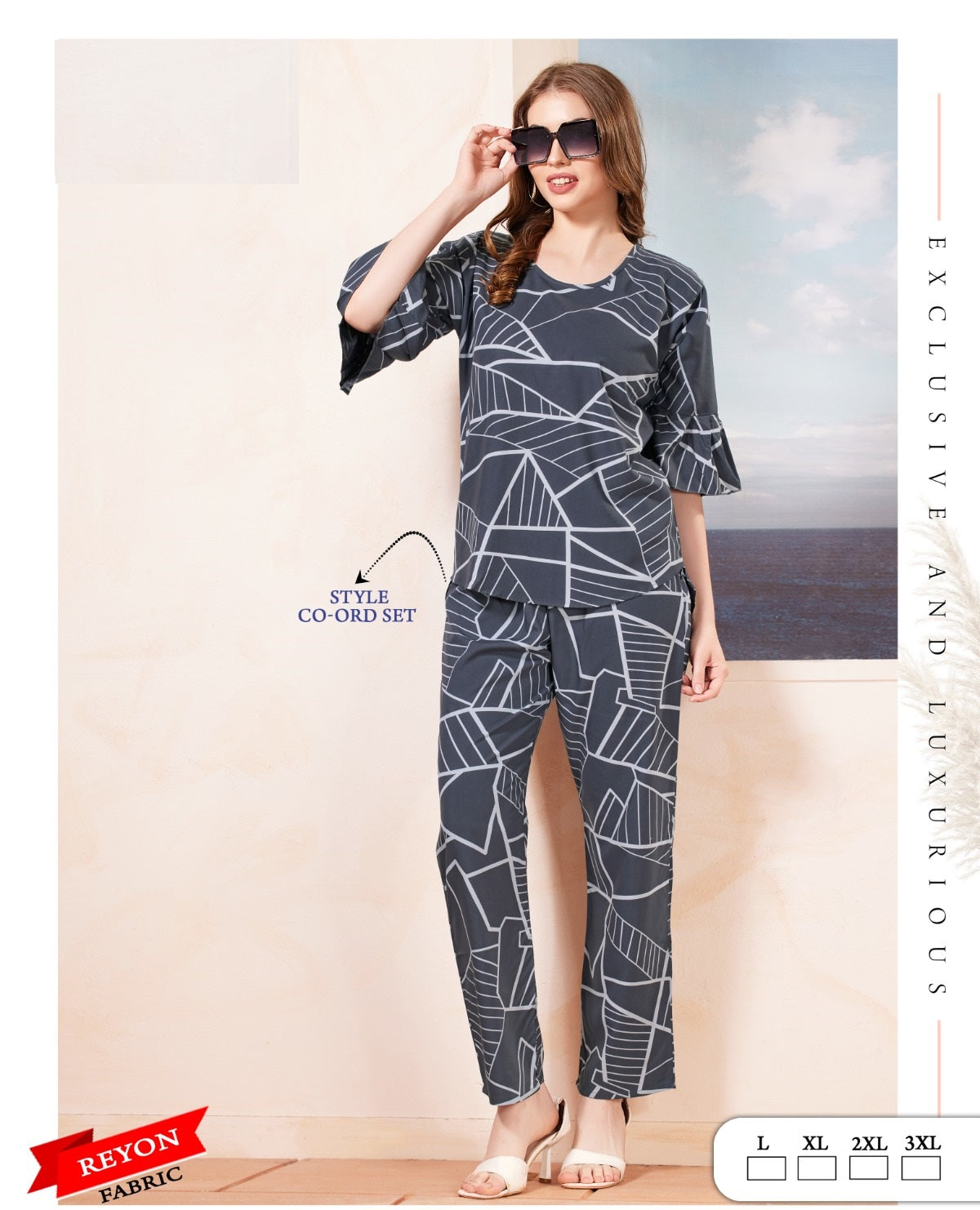 168 B Mnt Reyon Co Ord Set Wholesale Price