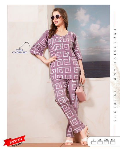 168 B Mnt Reyon Co Ord Set Wholesale Price