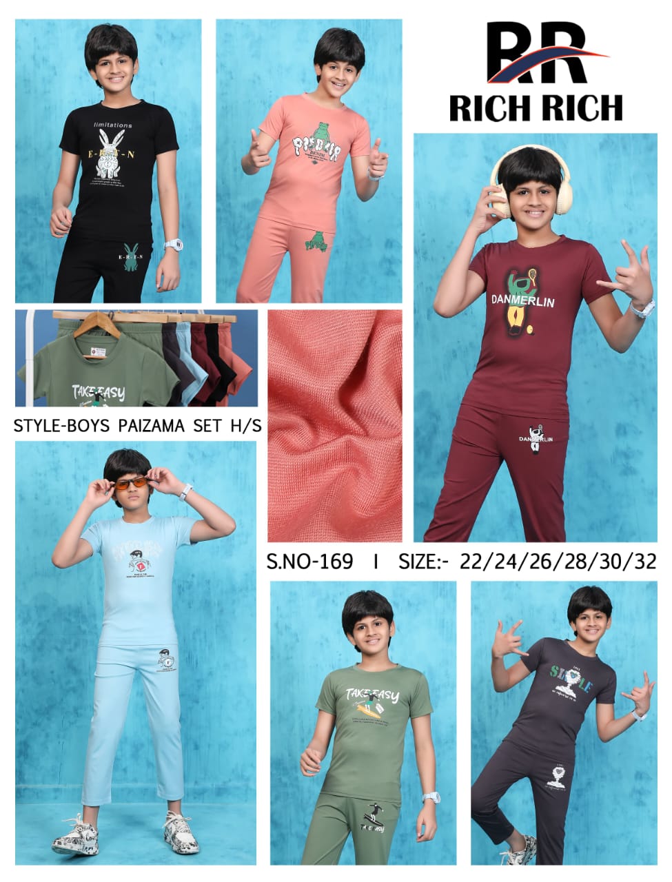 169 Rich Rich Tencil Boys Night Suits Wholesaler