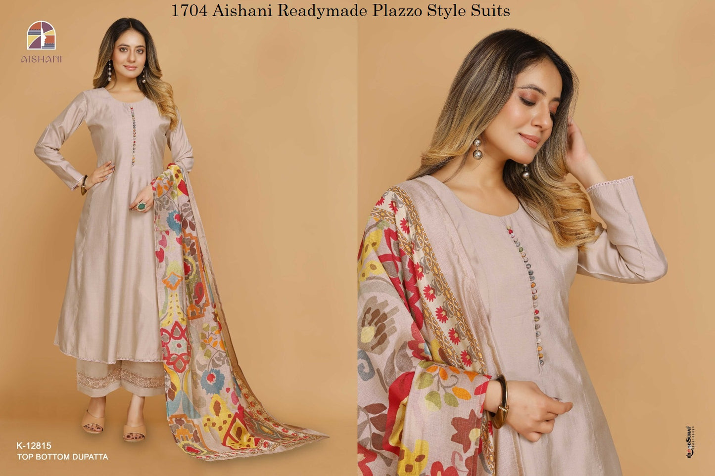 1704 Aishani Readymade Plazzo Style Suits Exporter Gujarat