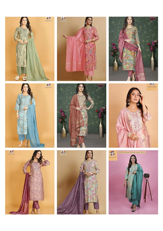 1704 Aishani Modal Silk Readymade Suits Supplier Gujarat