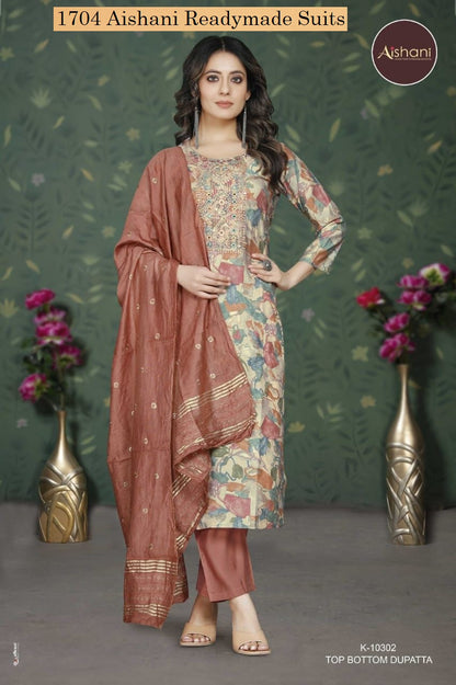 1704 Aishani Modal Silk Readymade Suits Supplier Gujarat
