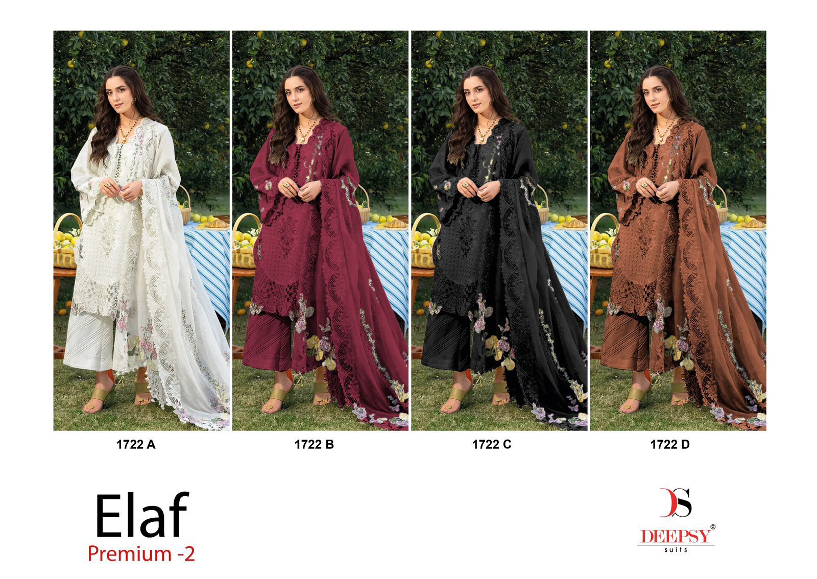 1722 Abcd Elaf Premium 2 Deepsy Cotton Pakistani Patch Work Suits Wholesaler Ahmedabad