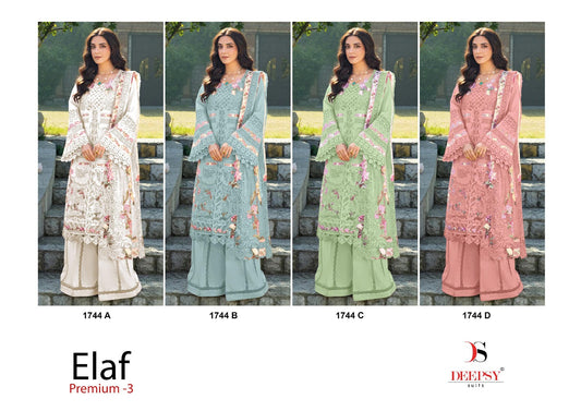 1744 Abcd Elaf Premium 3 Deepsy Cotton Pakistani Patch Work Suits Exporter Ahmedabad