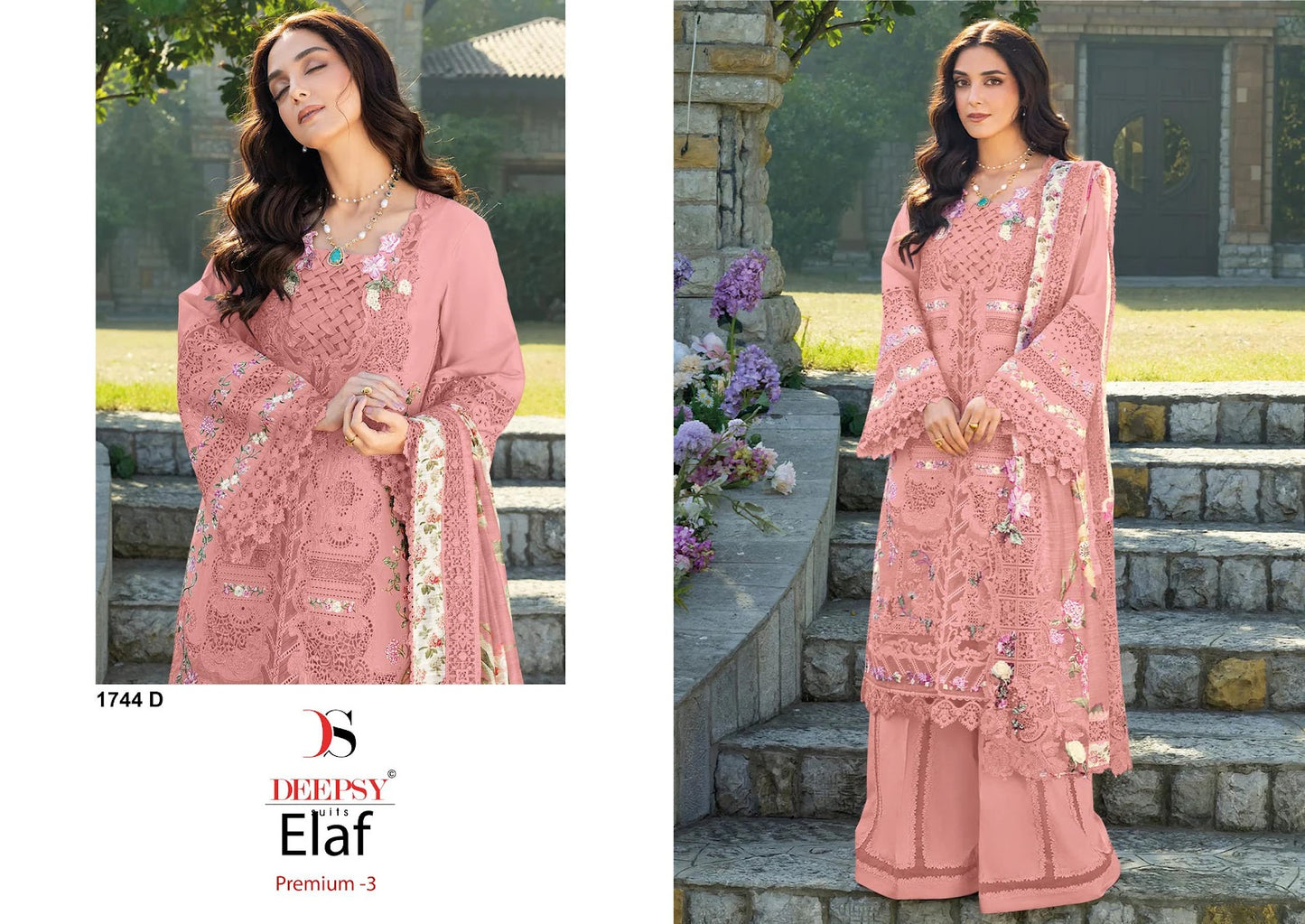 1744 Abcd Elaf Premium 3 Deepsy Cotton Pakistani Patch Work Suits Exporter Ahmedabad