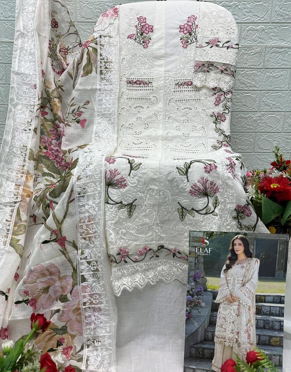 1744 Abcd Elaf Premium 3 Deepsy Cotton Pakistani Patch Work Suits Exporter Ahmedabad
