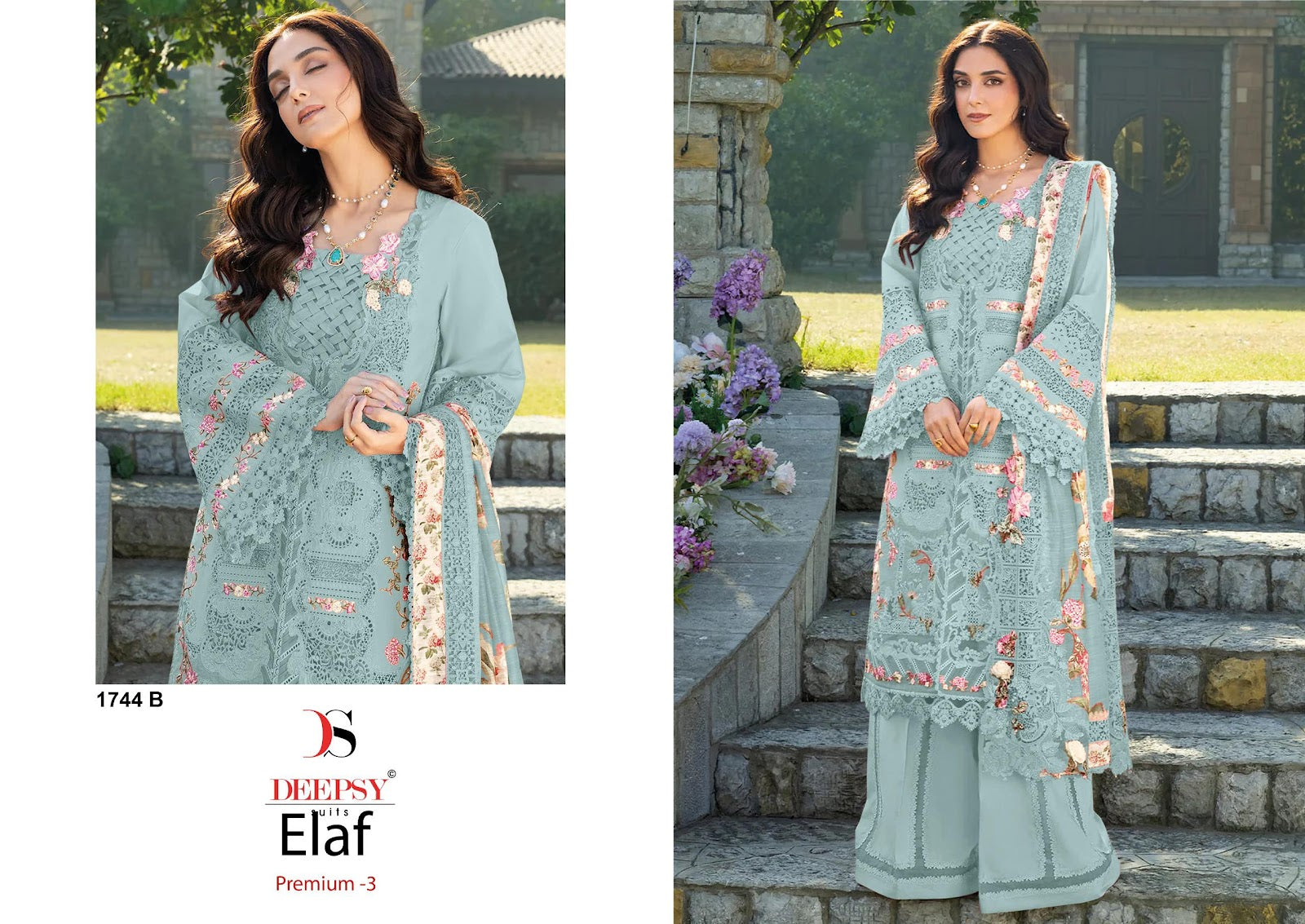 1744 Abcd Elaf Premium 3 Deepsy Cotton Pakistani Patch Work Suits Exporter Ahmedabad
