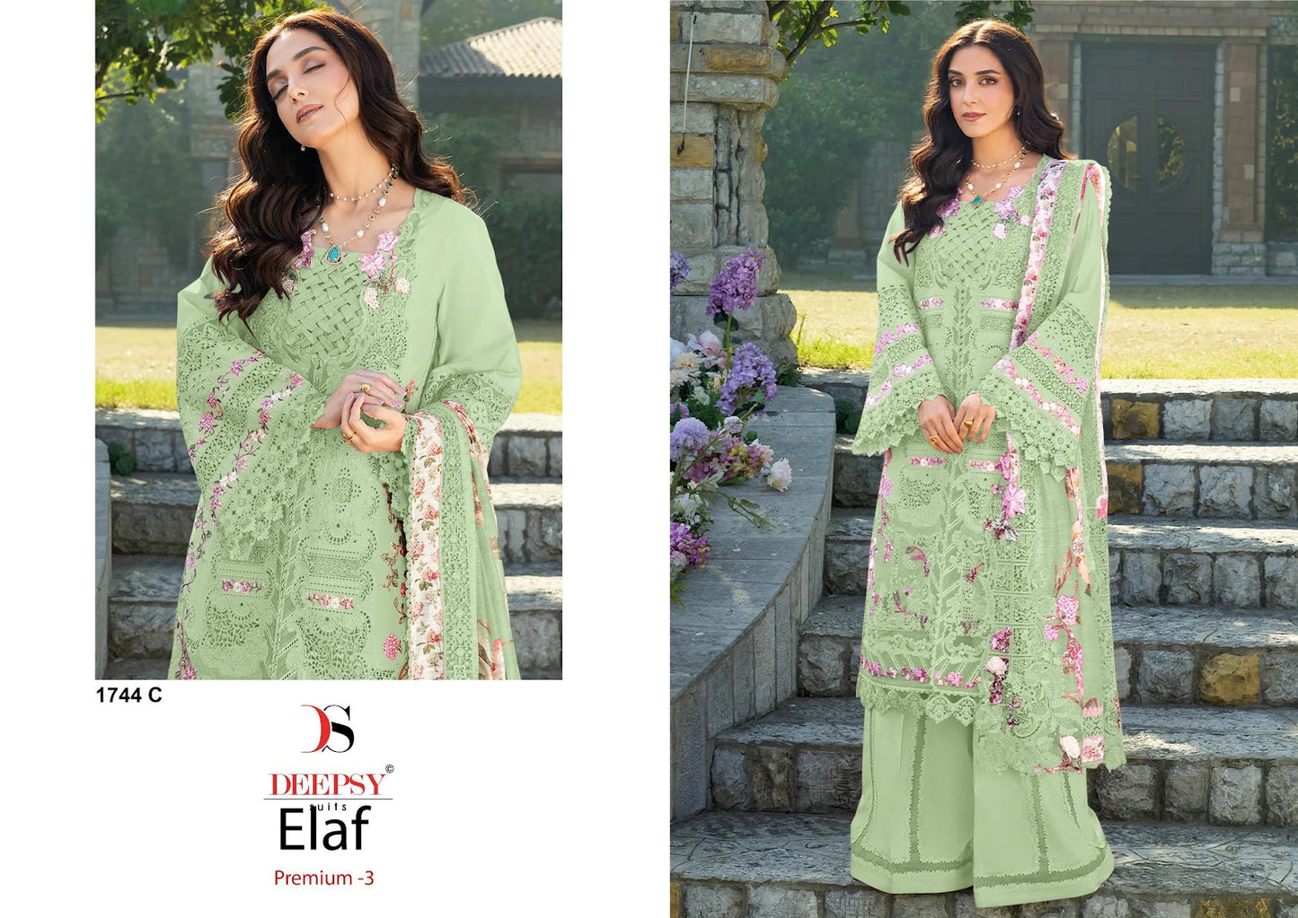 1744 Abcd Elaf Premium 3 Deepsy Cotton Pakistani Patch Work Suits Exporter Ahmedabad