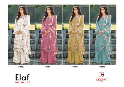 1744 Efgh Elaf Premium 3 Deepsy Cotton Pakistani Patch Work Suits Manufacturer Ahmedabad