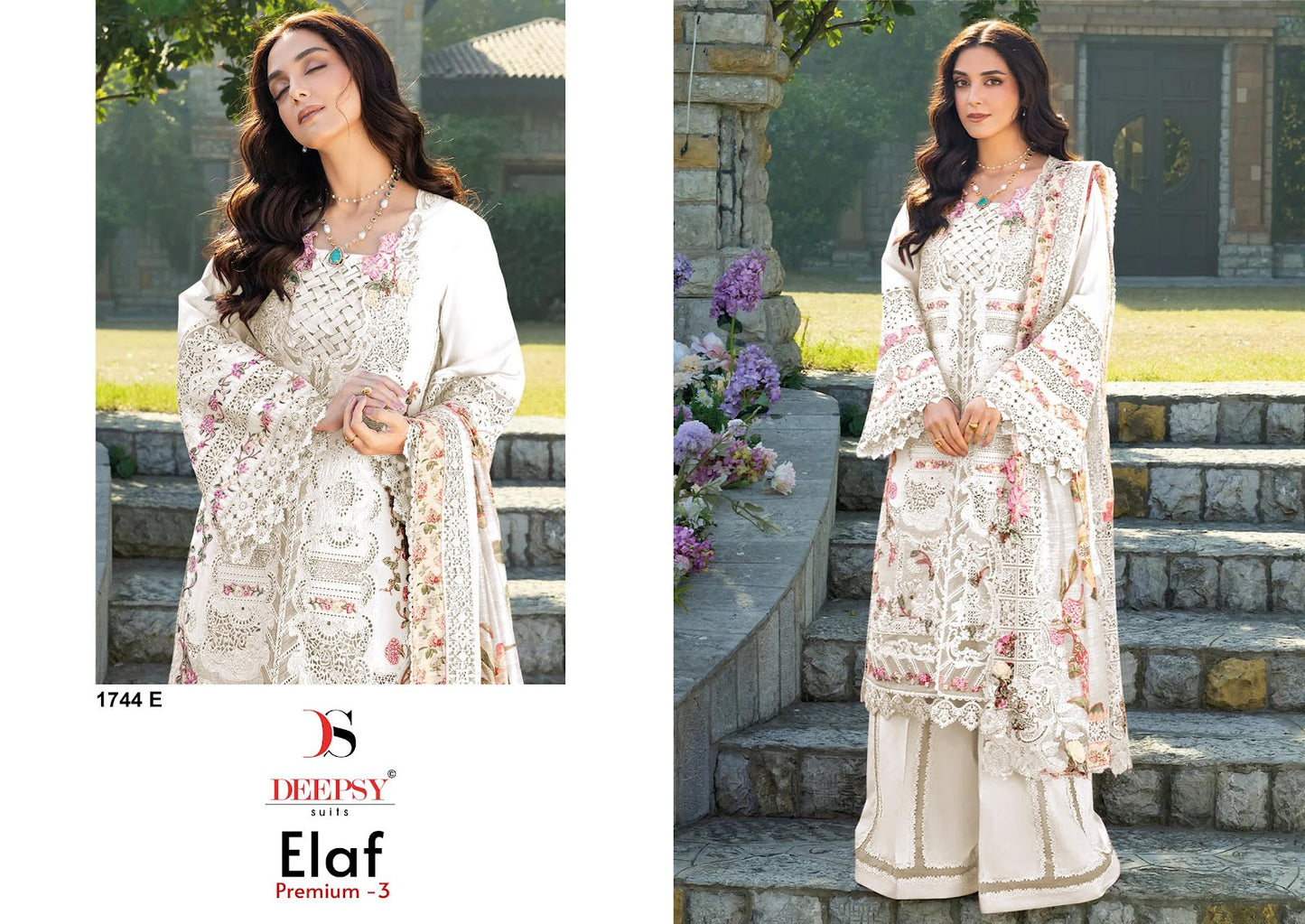 1744 Efgh Elaf Premium 3 Deepsy Cotton Pakistani Patch Work Suits Manufacturer Ahmedabad