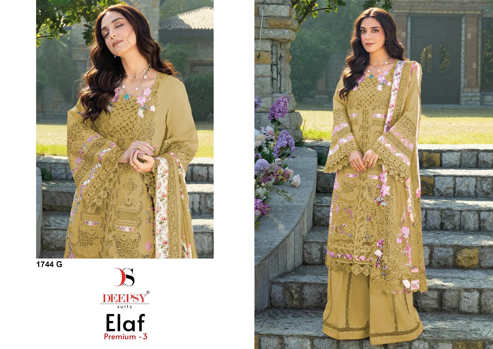1744 Efgh Elaf Premium 3 Deepsy Cotton Pakistani Patch Work Suits Manufacturer Ahmedabad