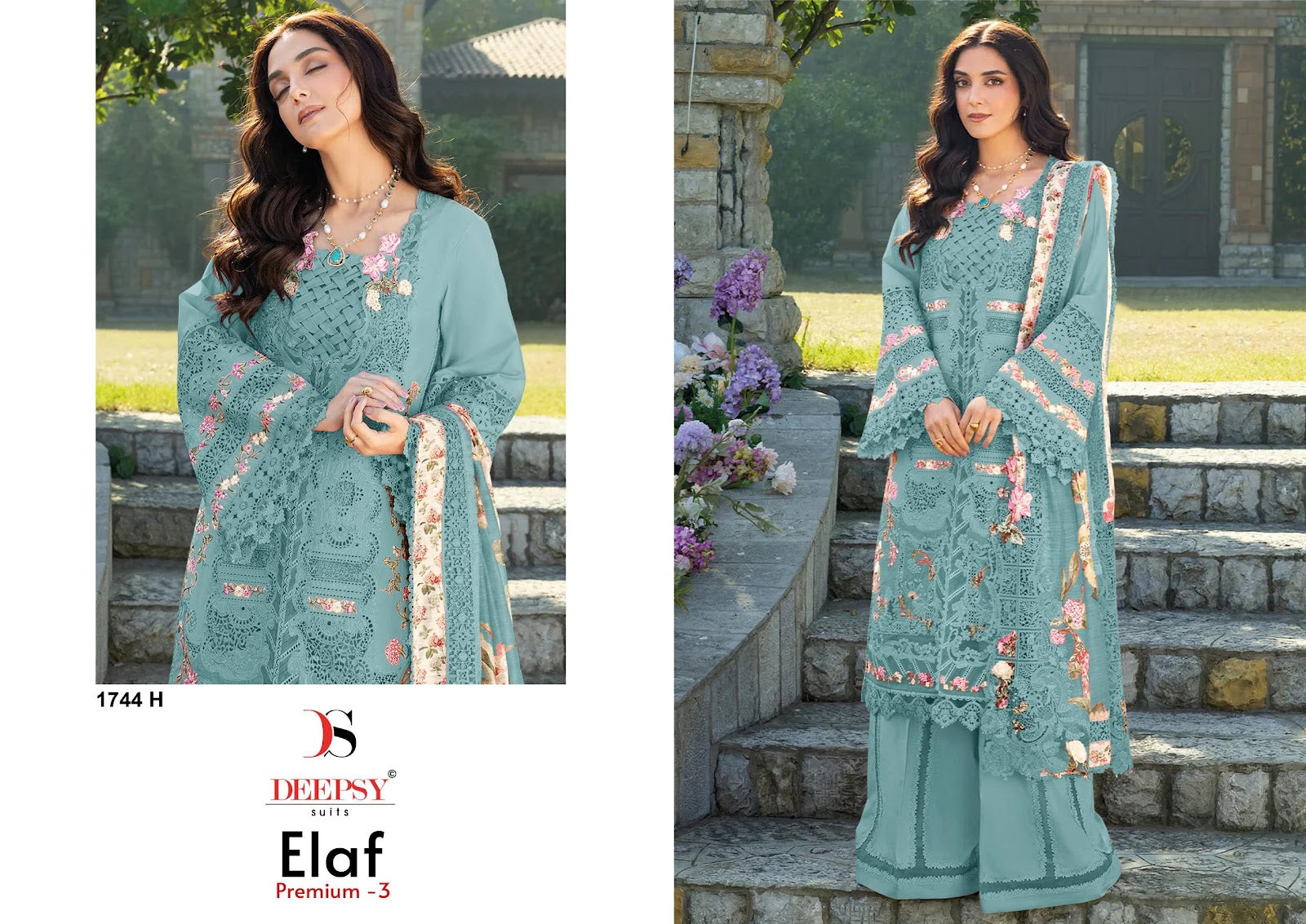 1744 Efgh Elaf Premium 3 Deepsy Cotton Pakistani Patch Work Suits Manufacturer Ahmedabad