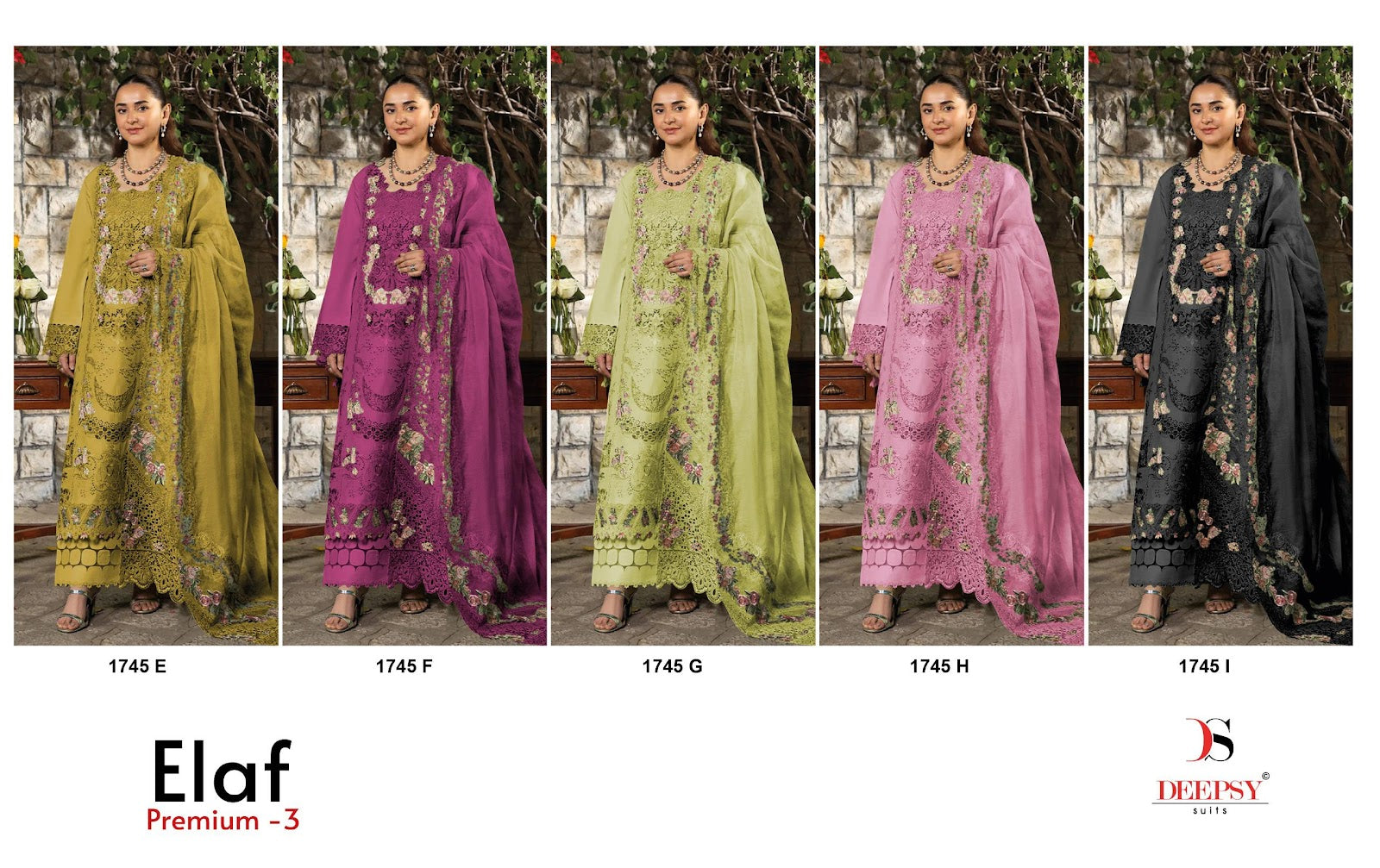 1745 Efghi Elaf Premium 3 Deepsy Cotton Pakistani Patch Work Suits Manufacturer Gujarat
