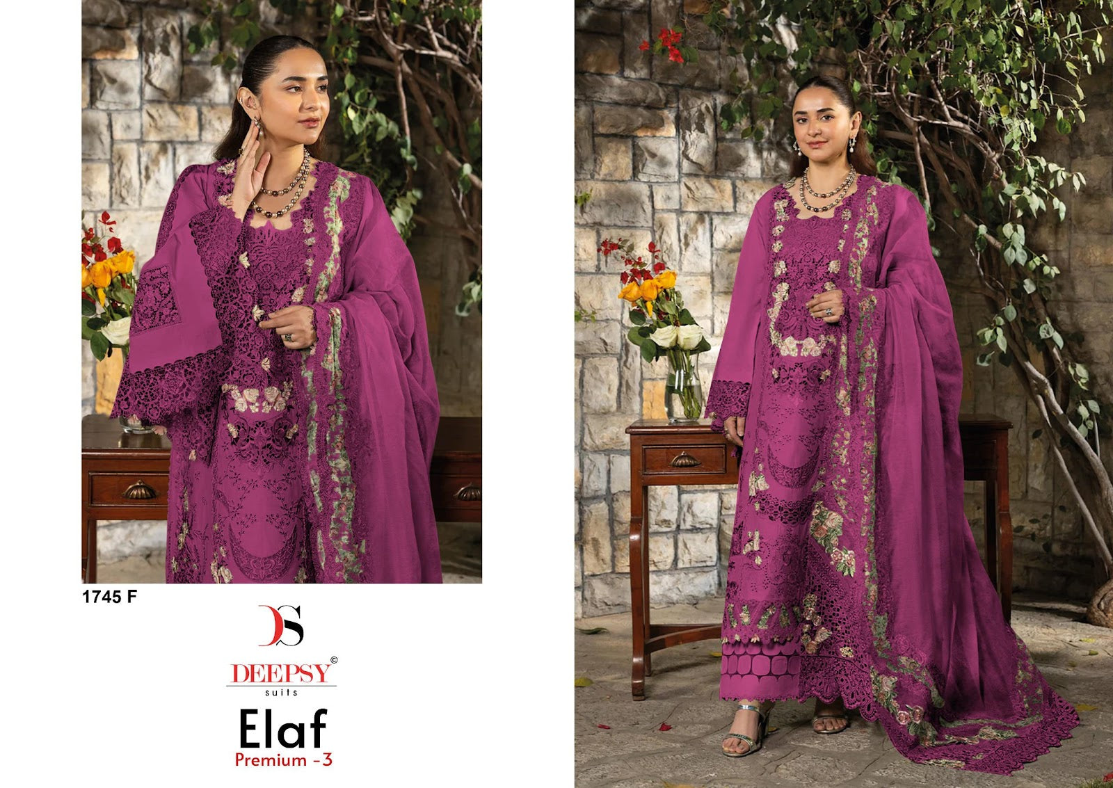 1745 Efghi Elaf Premium 3 Deepsy Cotton Pakistani Patch Work Suits Manufacturer Gujarat