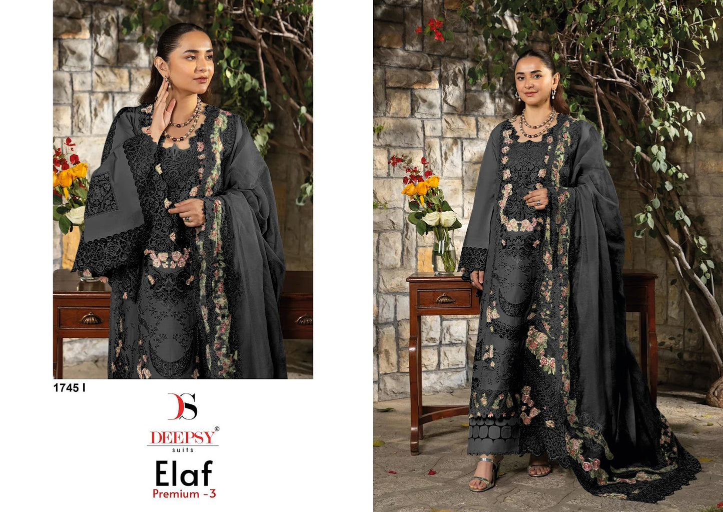 1745 Efghi Elaf Premium 3 Deepsy Cotton Pakistani Patch Work Suits Manufacturer Gujarat
