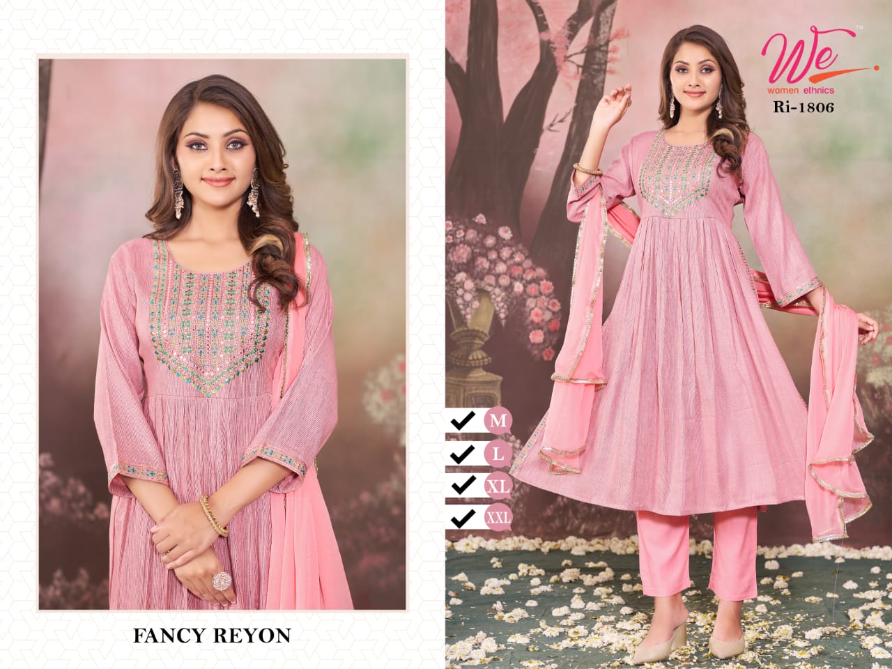 1801-1806 Women Ethnics Soft Rayon Readymade Pant Style Suits Wholesale Price