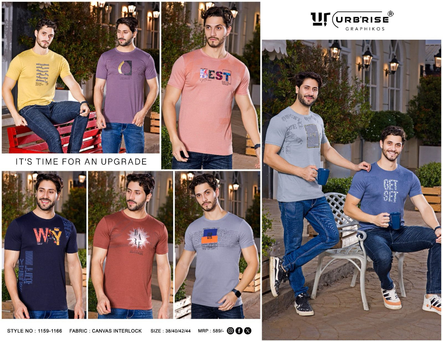 180 Gsm Style No 1159-1166 Urbanrise Canvas Interlock Mens Tshirts Supplier Ahmedabad