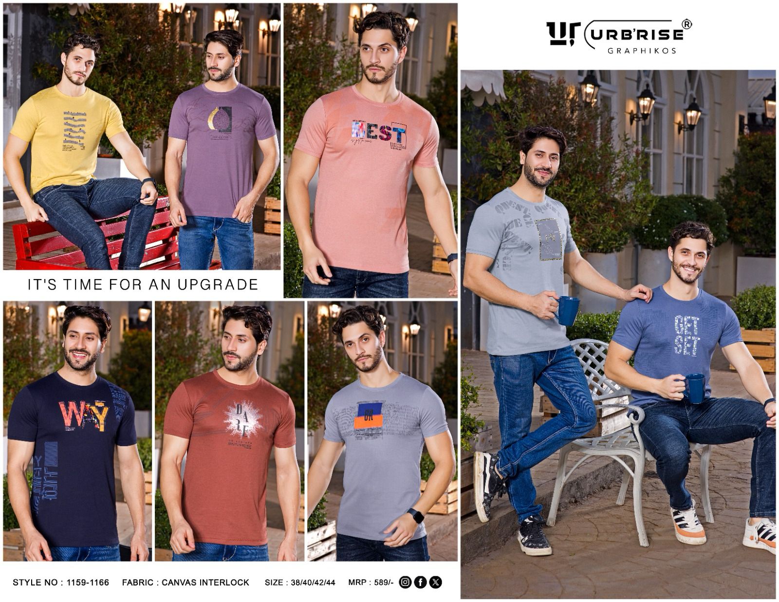 180 Gsm Style No 1159-1166 Urbanrise Canvas Interlock Mens Tshirts Supplier Ahmedabad