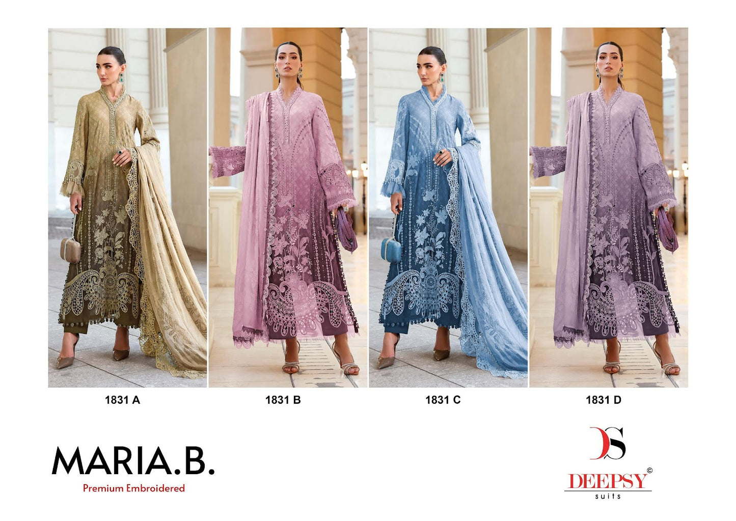 1831 Abcd Maria B Embroidered Deepsy Cotton Cambric Pakistani Patch Work Suits Manufacturer