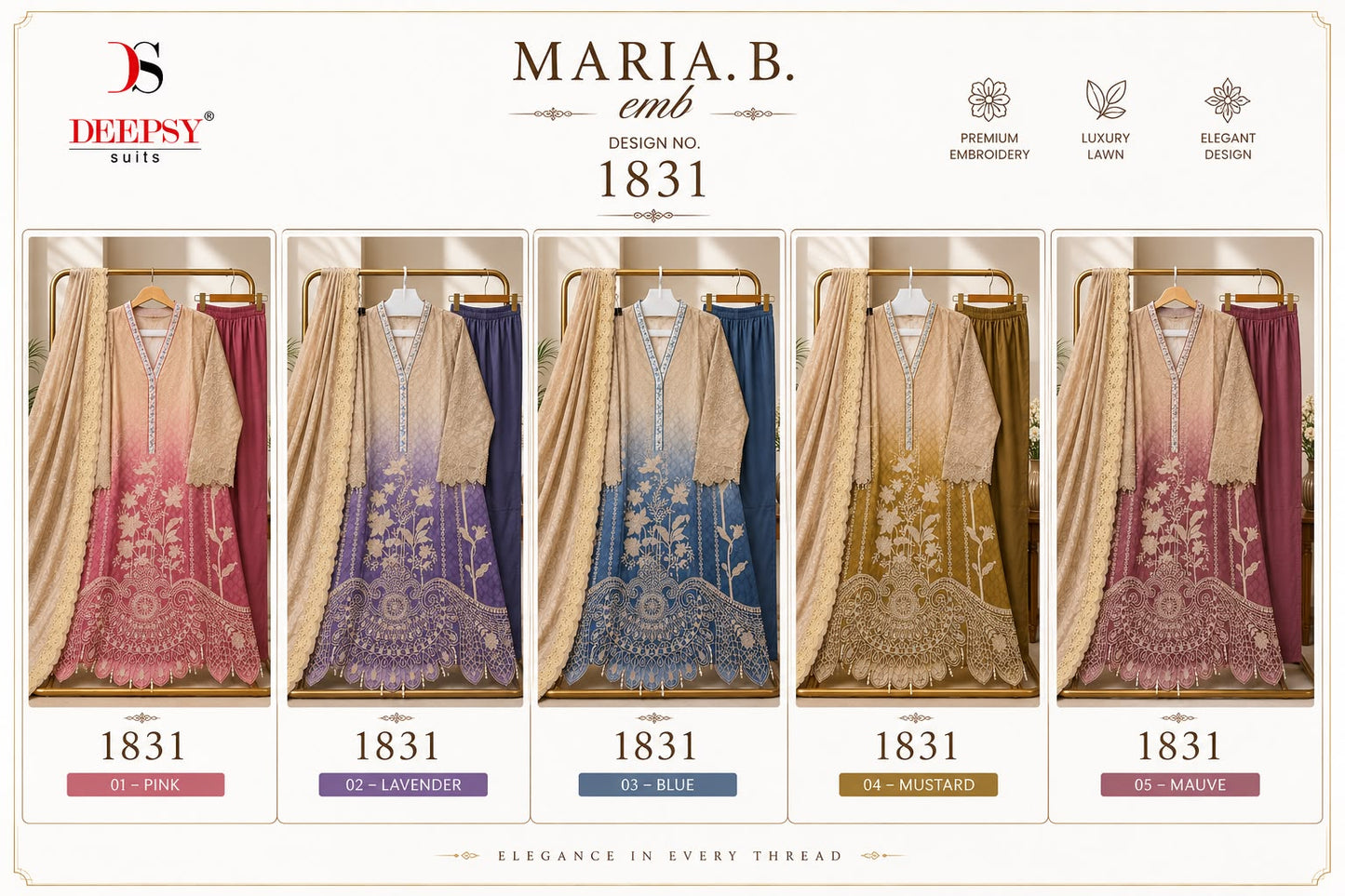 1831 Maria B Emb Deepsy Cotton Pakistani Readymade Suits Manufacturer Ahmedabad